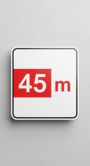 Modern Distance Indicator Sign With Bold Red Accent and White Numbers on Gray Backdrop
