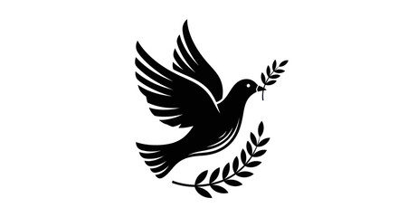Fototapeta premium Flying dove with olive branch symbol