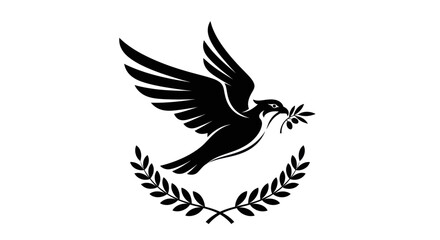 Obraz premium Flying dove with olive branch vector