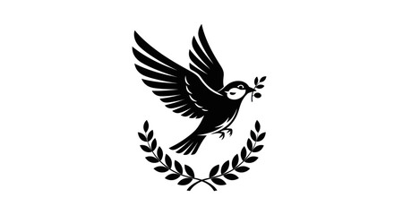 Obraz premium Flying dove with olive branch vector