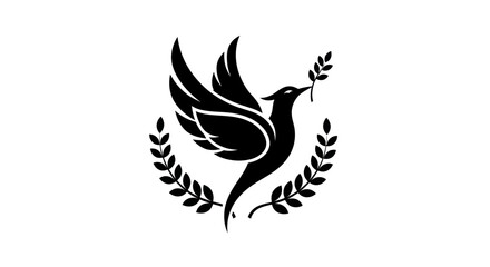 Obraz premium Flying dove with olive branch vector