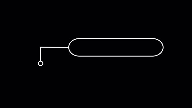 HUD callout pointer line with rounded square label box right side and circle marker on transparent background white outline interface element for text annotation information display