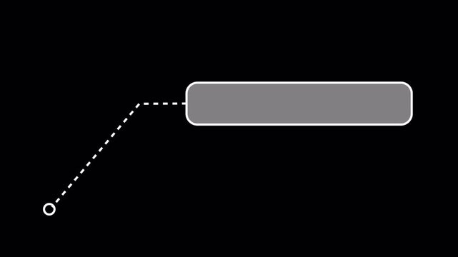 HUD callout pointer dashed line with rounded square label box right side filled panel and circle marker on transparent background white outline interface element for text annotation information 