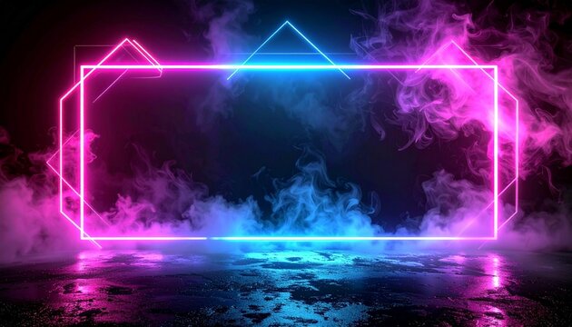 Neon Frame with Smoke
