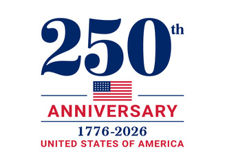 USA 250th Anniversary Celebration Design, American Independence 1776&ndash;2026 Illustration on White Background