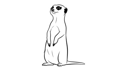 Observant Meerkat : A single meerkat stands tall, exuding curiosity and alertness. The monochrome imagery adds to the image's simplicity and charm, providing a versatile visual for various concepts. © hafs121