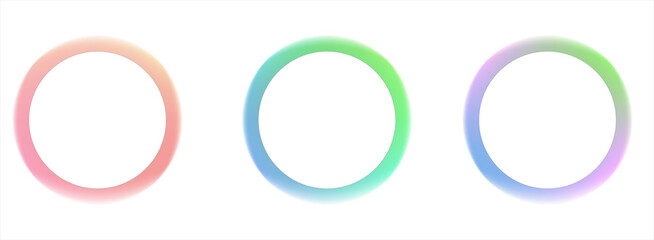 Gradient circles background, color gradation with halftone effect. Vibrant design colorful swirls. Gradient blur circle pattern with grain dots design. Rainbow rgb color spectrum. Vector illustration