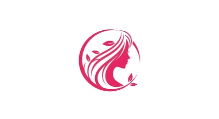Obraz premium Woman silhouette logo with leaves