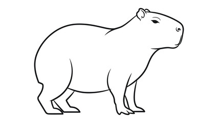 Obraz premium Minimalist Capybara Portrait: A clean, simple line drawing presents a capybara, emphasizing its distinctive form and gentle nature.