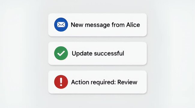 Email and Notification User Interface with an Attention Required Review Message