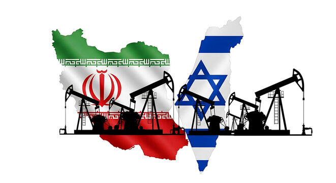 Israel vs Iran oil pumps flags energy crisis middle east
