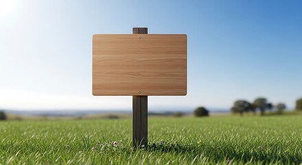 Wooden signpost stands in a lush green field under a clear blue sky