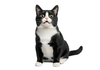 Fototapeta premium Adorable black and white domestic cat with curious expression