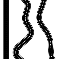 Fototapeta premium Multiple winding roads vector illustration, curved asphalt highway background, abstract transportation route graphic