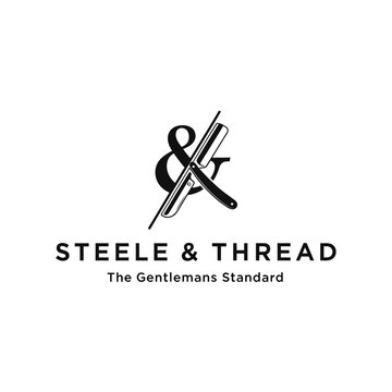 Steele  Thread Logo with Ampersand and Straight Razor.