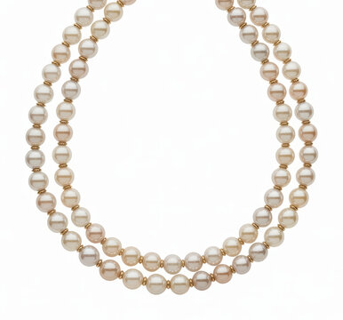 Double strand pearl necklace with gold spacers