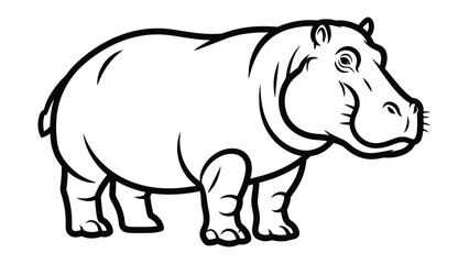 Fototapeta premium Smiling Hippopotamus: A charming hippopotamus illustration, perfect for bringing a touch of nature and wildlife into any project, with a cheerful demeanor.