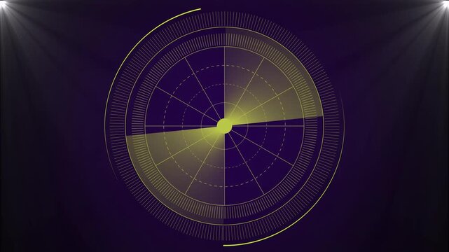 Modern Infographic Animated Radar Chart Circle Graph with Spotlight Effect on Dark Background for Data Analysis and Presentation