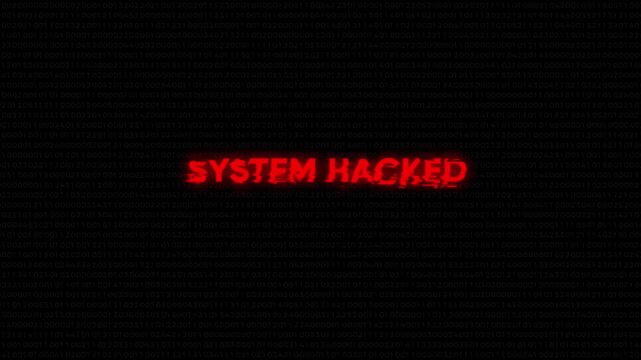 System Hacked Cyber Attack Binary Code Red Alert hacking