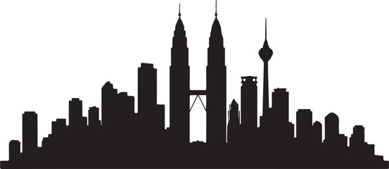 Obraz premium Cityscape silhouette of Kuala Lumpur skyline with prominent skyscrapers and towers in Malaysia