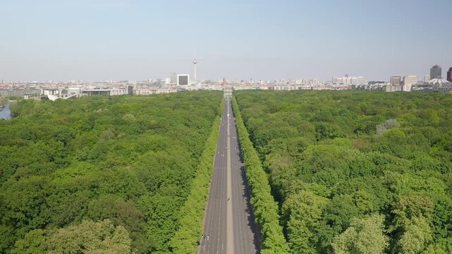 Stra&szlig;e des 17. Juni toward Brandenburg Gate with TV Tower, Berlin
