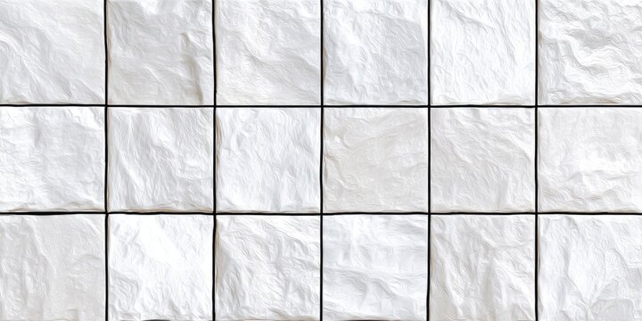Rectangular white stone tiles arranged in a grid with black grout lines, creating a textured pattern