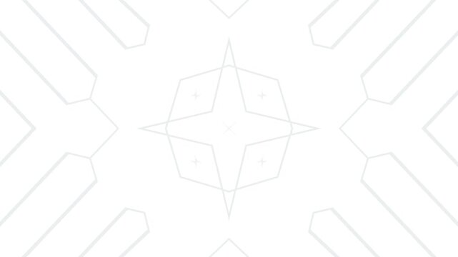 Abstract white geometric pattern of a star shape with sharp edges and symmetrical design