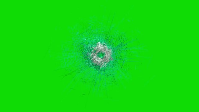 Realistic Bullet Hole Glass Broken Animation on Green Screen for Action VFX

