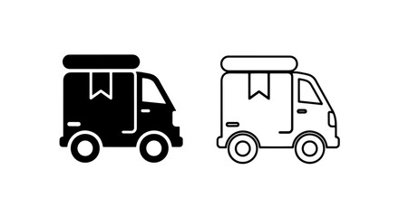 Naklejka premium Cargo Van Icon: Silhouette and Outline, Delivery Service Symbol