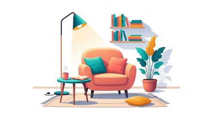 Fototapeta premium Cozy living room interior with furniture.