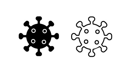 Black and white COVID-19 virus or germ icon for medical and health illustration