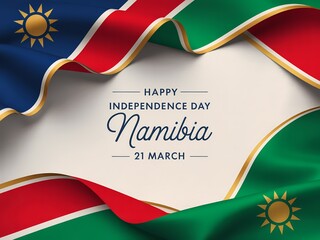 Naklejka premium Happy independence day namibia 21 march celebration with waving flag