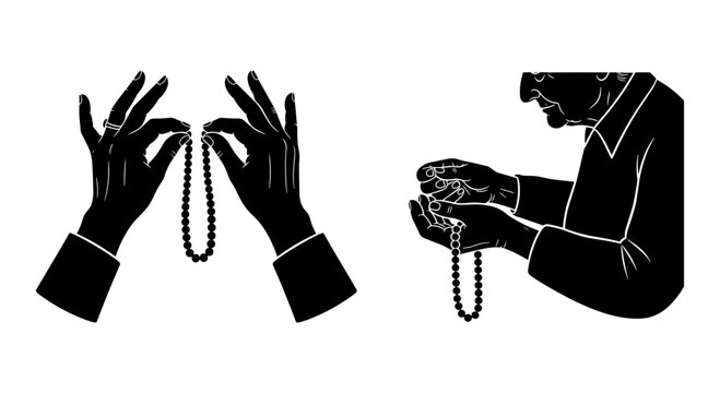 Set of 2 black rosary icons vector