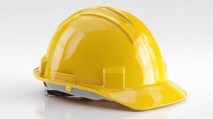 Fototapeta premium 3D render of a bright yellow hard hat on white background