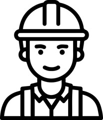 Obraz premium Hand Drawn a man Construction Worker Black and White Avatar Illustration in Minimal Line Art Style Design