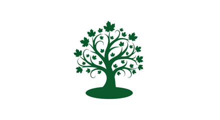 Obraz premium Green tree illustration on white background