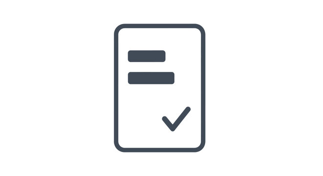 Checklist icon with lines and verified mark.