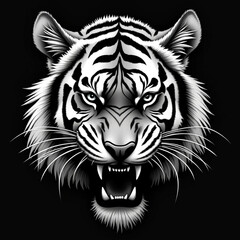 Fototapeta premium Black Vector Tiger Head