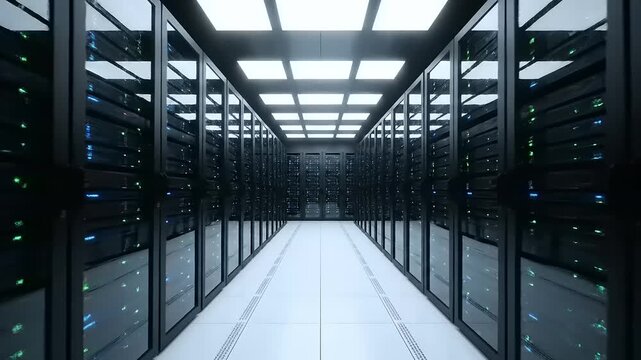 Data Center Server Room Corridor with Lights 2.