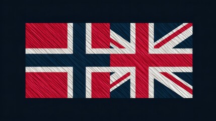 Fototapeta premium Norwegian and British flags displayed together in a creative design against a dark background