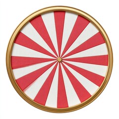 Obraz premium A vibrant, circular game wheel with red and white spokes inside a gold frame