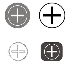 Fototapeta premium Plus and minus icons with religious symbols and buttons.