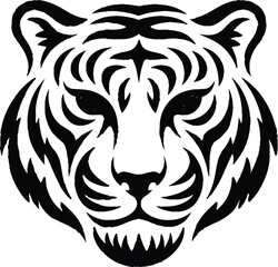 stylized tiger face tribal logo vector design © Vector Art