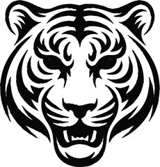 tribal tiger head abstract wildlife logo vector © Vector Art