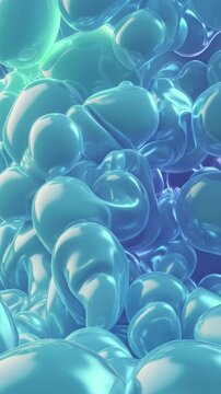 3d abstract animation of filling the volume with soft bodies, puffy nylon. 2 animations pink and beige balloons inflate and increase in volume. 9:16 4K