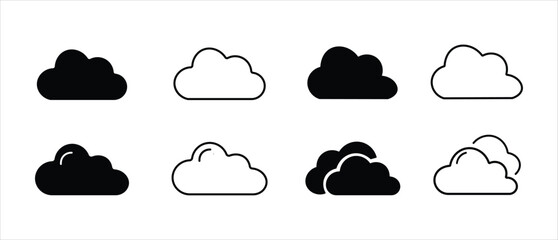 Obraz premium Minimal Weather Cloud Icon Solid Outline Vector Collection