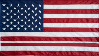 Fototapeta premium Close up of the american flag with blue field and red and white stripes