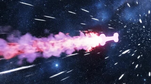 Vibrant Comet Tail with Shooting Stars in Deep Space.