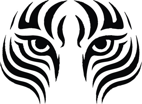 tribal tiger eyes abstract animal logo design black vector