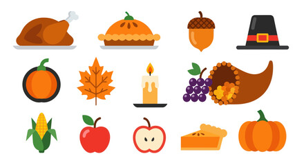 Thanksgiving day festive icons illustration © Riski